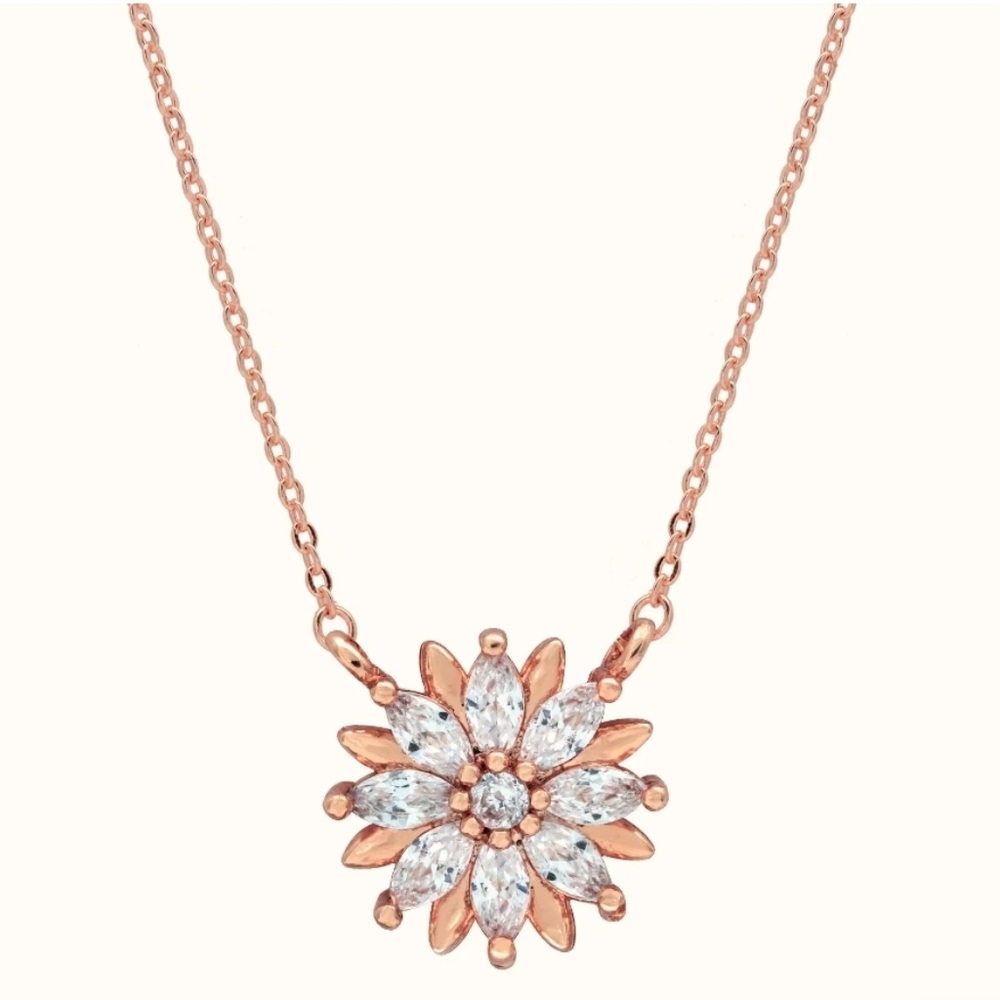 Alicia Bonnie Rose Gold Blooming Sun Necklace & Pendant NWT